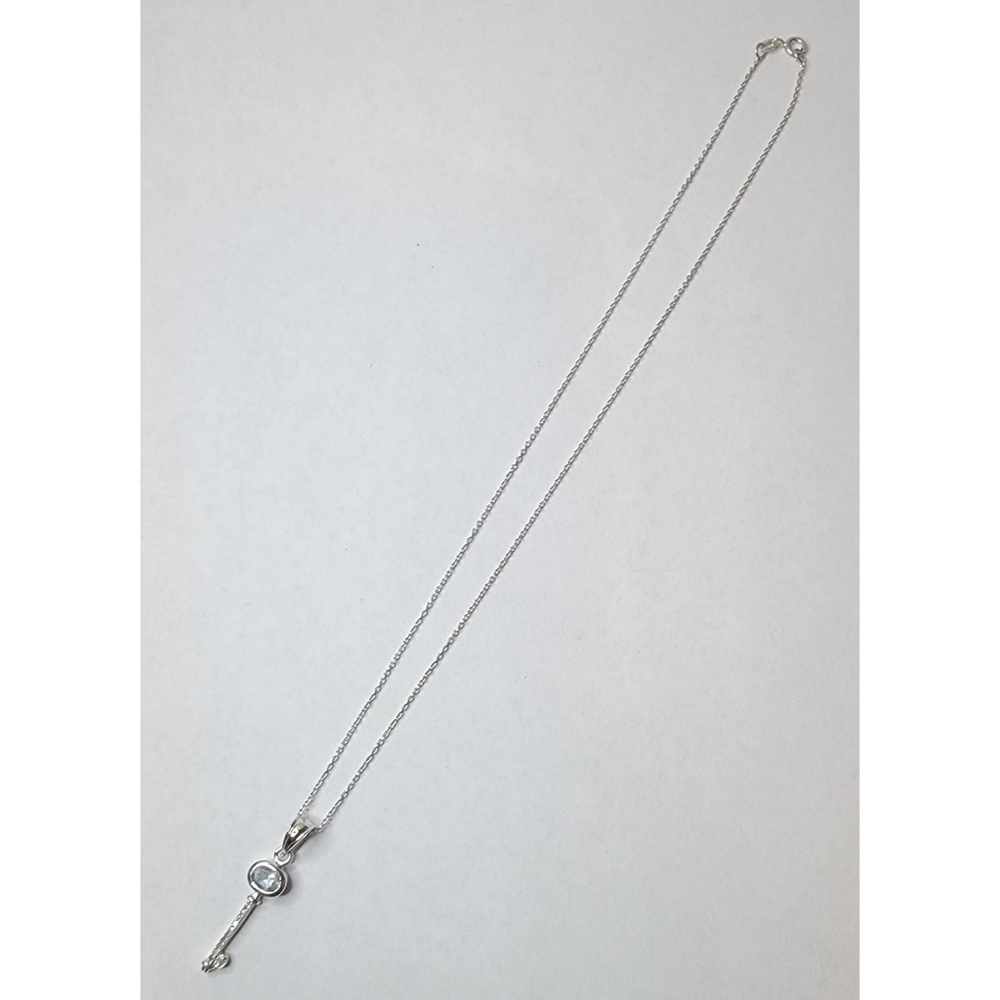 Sterling Silver Diamond & Swiss Topaz Necklace - Picture 4 of 10